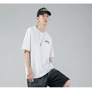 2021 naujas mados vasaros karšto pardavimo negabaritinių vyriški laisvalaikio glow-in-the-dark striukė asmenybės trumpas rankovėmis slim T-shirt spausdinti