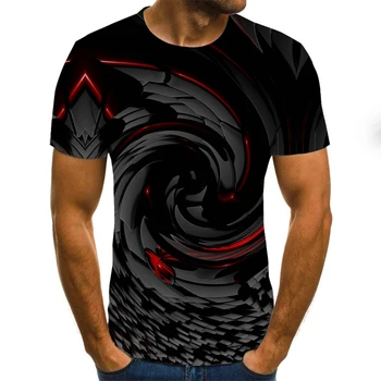 2021 naujas vasaros apvalios kaklo vyriški T-shirt 3D spausdinimo geometrinis kamufliažas viršų mados pledas atsitiktinis gatvės drabužiai