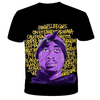 2021 Naujas Vasaros Mados Vyrai Moterys Karšto Pardavimo Reperis 2pac Tupac 3D Spausdinimo Hip-Hop T Marškinėliai Atsitiktinis, Kietas Unisex Plius Dydis Viršūnes 5XL