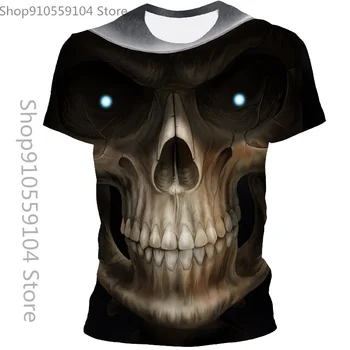 2021 Naujas Vasaros Vyrų Kaukolė Spausdinti VYRIŠKI trumparankoviai 3D Marškinėliai Atsitiktinis Kvėpuojantis T-Shirt Ir Didelio Dydžio Marškinėlius