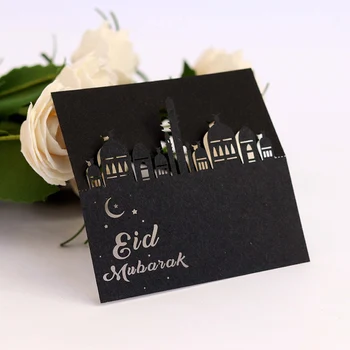 20pcs Eid Mubarakas Atvirukų Ramadanas Kareem Aukso Black Tuščiaviduriai Iš Sėdynės Kortelės Vieta Korteles Islamo Musulmonų Laimingas Eid Šalies Apdaila