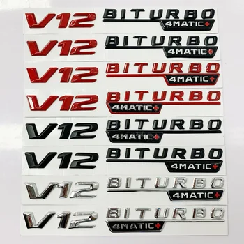 2vnt Sparno Emblema 4matic-Lipdukas 3D Metalo Automobilių Lipdukas V12 BITURBO Logotipas Logotipas Ženklelis Galinės Automobilio Lipdukas stilius