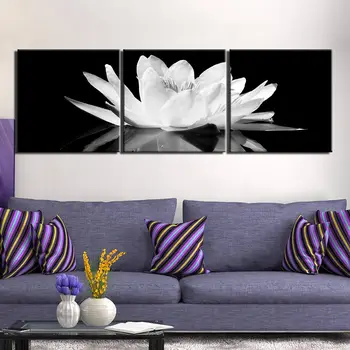 3 gabalus abstrakčiai Juoda ir balta Gėlių žiedų Aikštėje Tapybos Drobės Atspausdinti Ant Drobės, Sienos Meno modulinės nuotraukas kambarį