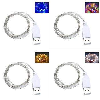30 LED USB String Žibintai, Sidabro spalvos Viela, Garliava Vandeniui Pasakų Lempos Kalėdų Vestuves Apdaila