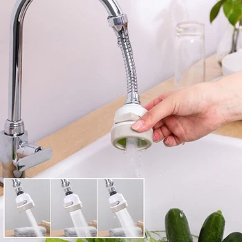 360° Adjustable Faucet Extender Aerator Moveable Flexible Tap Head Shower Diffuser Nozzle 3modes Booster Faucet Kitchen Supplies