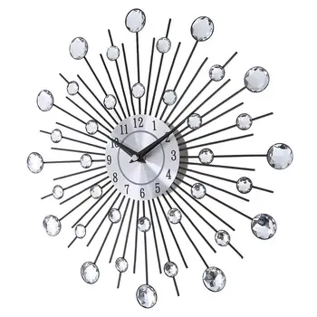 3cm Derliaus Metalo, Kristalų Sunburst Sieninis Laikrodis Prabangus Diamond Didelis Modernaus Dizaino Sieninis Laikrodis Namų Puošybai