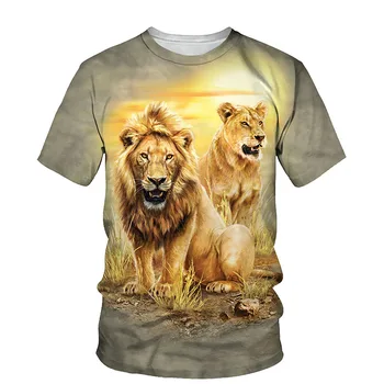 3D Žiaurus Liūtas Print T-shirt Vyrai 2021 Mados Vasaros Naujų O Kaklo trumpomis Rankovėmis Tees Viršūnes 3D Stiliaus Vyrų Drabužiai Atsitiktinis marškinėliai