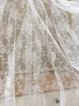 5 metrų nuotakos suknelė pamušalas nėrinių audinys, ne balta, vestuvių suknelė gėlių tiulio siuvinėjimo couture audinio didmeninė 150cm pločio