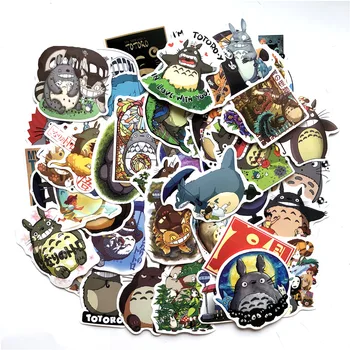 50PCS Hayao Miyazaki Anime Kawaii Totoro Lipdukai Juda Pilis Atkakli Toli Animacinių filmų Lipdukai, Nešiojamas Bagažo Vaikams, Žaislai F3