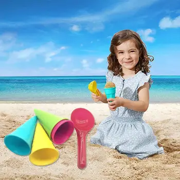 5vnt Paplūdimys Ice Cream Cone Kasimo Šaukštas Nustatyti Namas Žaislas Vaikams, Plastikinės Lauko Ledų Taurės Paplūdimio Žaislų