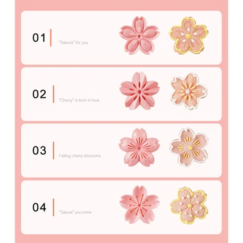 5vnt/set Sakura Slapukas Pelėsių Antspaudas Sausainių Pelėsių Cutter Pink Cherry Blossom Pelėsių Gėlių Žavesio 