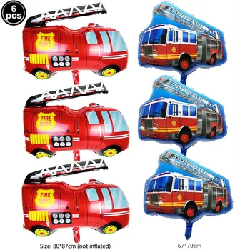 6pcs Jumbo Raudona gaisrinė mašina Folija Balionas Didelis Helio Fire Truck Balioną už Gaisrininkas Gimtadienio Dekoro Baby Shower Prekes