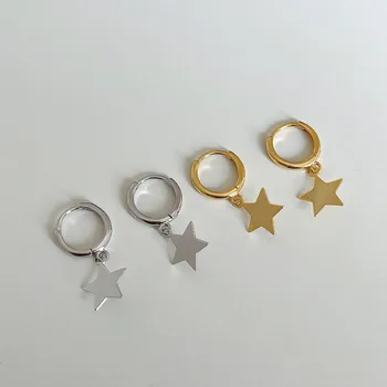 925 Sterlingas Sidabro Hoopas Auskarai Dovana Moterims Žvaigždės Formos Aukso Minimalistinio Mėnulio Formos Auskarai Dizaineris Aksesuarai, Juvelyriniai Dirbiniai