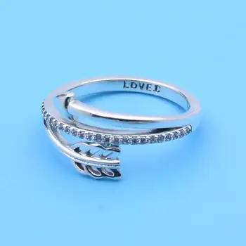 925 Sterlingas Sidabro visos Žiedas Putojantis Rodyklių, Aišku, Cz Žiedas Originalus Moterų Vestuvių Mados Juvelyrika