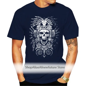 Actekų Karalius Meksikos Kaukolės Kaukę T Shirt Dizainas(1)