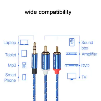 Adapteris 3,5 mm Vyrų ir 2 Moterų RCA Lizdas Headphone Splitter Aux Audio Universalus Nešiojamų Kabelį, Laidą, Telefono MP3 Grotuvas
