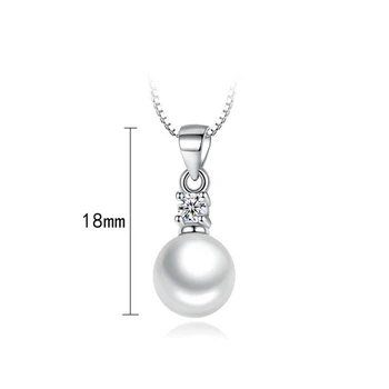 Aide 925 sterlingas sidabro naujas ponios mados juvelyrikos aukštos kokybės krištolo cirkonis perlas apvalus pakabukas karoliai ilgis (Be Grandinės)