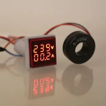 Aikštėje LED Skaitmeninis Dvigubas Ekranas Voltmeter & Ammeter Įtampos Matuoklis Srovės Matuoklis AC 60-500V 0-100A