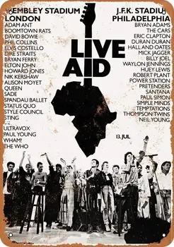 Alavo Ženklas, 8x12 Colių 1985 Live Aid Londono Filadelfijos Derliaus Išvaizdą Metalo Ženklas