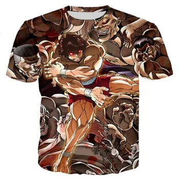 Anime Baki the Grappler vyriški Vyrai/moterys Cool 3D Spausdinti marškinėliai Atsitiktinis Stiliaus Marškinėlius Streetwear Viršūnes Dropshipping