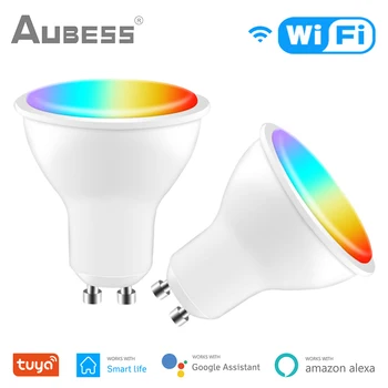 AUBESS Tuya Wifi Smart Gu10 LED Lemputė, Prožektorius 4W RGB+CW Lempos Smart Gyvenimo APP Valdymas Balsu Veikia Su Alexa 