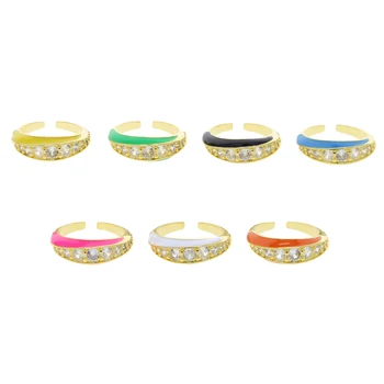 Aukso Spalvos Kupolas Žiedas Moterims Nemokamai Koreguojami Dydžio 7 Spalvinga Neon Emalio Piršto Žiedai
