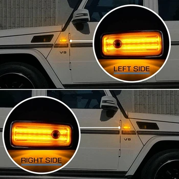 Automobilių Gintaro LED Šoniniai Gabaritiniai Posūkio Signalo Žibintas, skirtas Mercedes Benz W463 G-Klasės 1986-2002