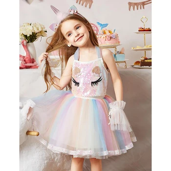 Baby Girl Viršūnes + Sijonai Rinkiniai Mergaitėms Patinka Blizgučiai Suknelė Vienaragis Vaikų Drabužių Unikalaus Dizaino, Vaikams Kostiumų Gimtadienio