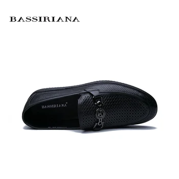 Bassiriana 2020 metų Vasaros odos vyriški odiniai batai tuščiaviduriai kvėpuojantis gumos padas atsitiktinis, patogus vyriški batai
