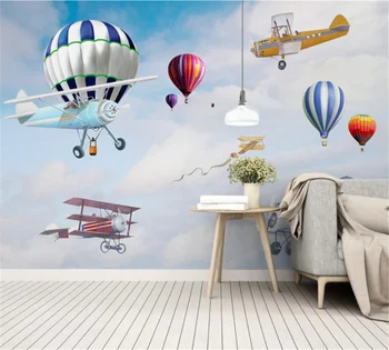 Beibehang Užsakymą modernus minimalistinio Šiaurės animaciją akvarele lėktuvo balionas asmenybės vaikų kambario sienos fone