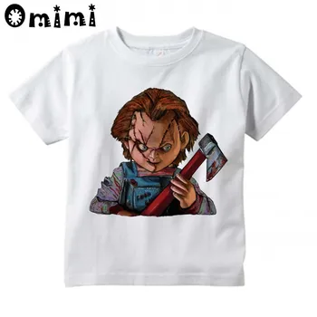 Berniukų ir Mergaičių Chucky Velnias Kūdikių Hip-Hop Atspausdinta Marškinėliai Vaikams Labai Atsitiktinis trumpomis Rankovėmis Viršūnes Vaikų Juokinga T-Shirt