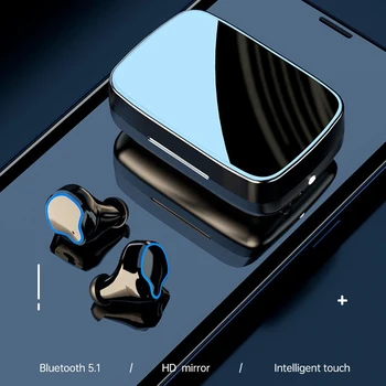 BKM Bluetooth 5.1 Ausinės Belaidės Ausinės 9D Stereo Sporto Vandeniui Ausinių Ausines Su Mikrofonu 2000mAh Baterija Dėžutę