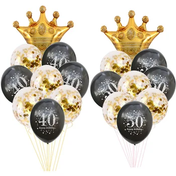 Black Gold 30 40 50 60 Metų Gimtadienio Konfeti Balionas 30-50-ojo Gimtadienio Dekoracijas Suaugusių Šalies Ballon Oro Globos