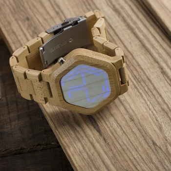 BOBO PAUKŠČIŲ LED Mediniai vyriški Laikrodžiai Unikalus Skaitmeninis Žiūrėti Naktinio Matymo Kvarcinis Laikrodis relogio masculino JAV sandėlyje