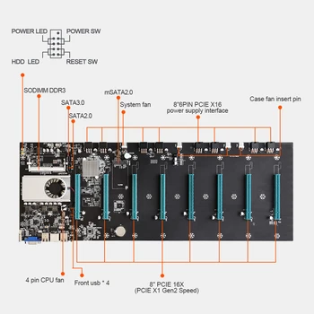 BTC-S37 T37 D37 3 Tipų Kasybos Plokštė CPU Nustatyti 8 Miner Vaizdo Kortelės Lizdas Atminties Adapteris Integruota VGA Sąsaja, Mažas Energijos