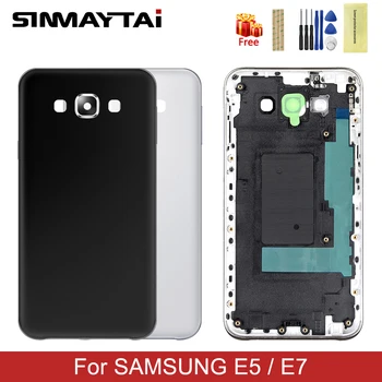 Būsto atveju, Samsung Galaxy E5 E500 baterijos dangtelis skirtas Samsung Galaxy E7 E700 rėmo dangtis pakeitimo 