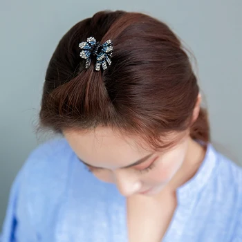 CHIMREA Naują Terpę Plaukų Letena Įrašą Moterų korėjos Elegantiškas Akrilo Kristalų plaukų segtukai Žiburių Krabų GrayBlue Gėlių Formos galvos Apdangalai