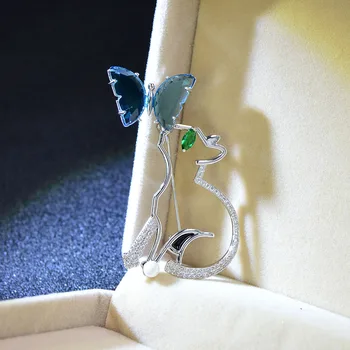 CINDY XIANG Kubinis Cirkonis Katė Ir Aiškiai Crystal Butterfly Sages Moterims Gražus Mados Vario Papuošalai Gyvūnų Dizainas