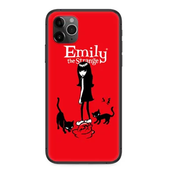 Cute Kačių Emily Keista Mergaitė, Telefono dėklas Skirtas iphone 4, 4s, 5 5S SE 5C 6 6S 7 8 plus X XS XR 11 12 mini Pro Max 2020 juoda