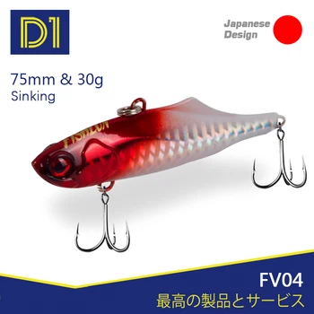 D1 žvejybos masalas nuskendo VIB 75mm 30g Vibracijos sunku žuvų masalas nepastovi žmogus jūrų žvejybos masalas, jaukas forma Japonija