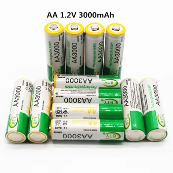 Daweikala AA 3000 1.2 V Quanlity Įkraunamos Baterijos AA 3000mAh NI-MH 1.2 V Įkraunamas 2A Baterija 3000+Nemokamas pristatymas