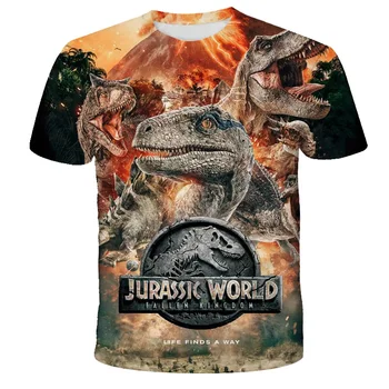 Dinozaurų Pasaulis Klasikinis Nuotykių Filmas Cool Dinozaurų Galvos 3D Print T shirt Berniukų, Mergaičių Hiphop Tee Marškinėlius Berniukui Drabužių Streetwear
