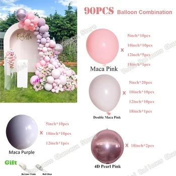 Dvigubai Pink Macaron Purpel Balionų Girliandą Komplektas Vestuvių Dekoravimas 4D Pearl Pink Balionas Arch Gimtadienio Baby Shower Dekoras