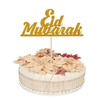 Eid Mubarakas Apdaila Medinių Tortas Topper Popieriaus Cupcake Topper Už Ramadanas Kareem Festivalis Šalis Desertas Pyragas Dekoras Prekes