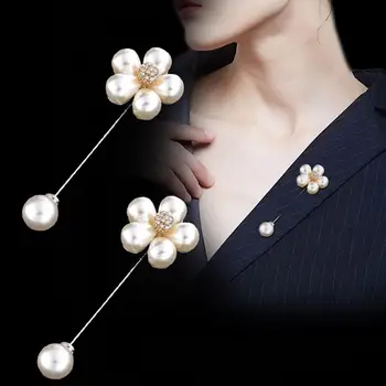 Elegantiškas Gėlių Dirbtiniais Perlų Sagė Pin Lady Megztinis Marškinėliai, Šalikas Breastpin Papuošalai Moterų Mados Pin Vestuvių Papuošalai 2021