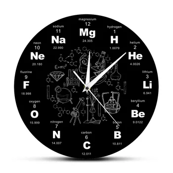 Elementų Periodinės Akrilo Modernaus Dizaino Sieninis Laikrodis Chemijos Mokslo Cheminiai Simboliai Laikrodis Žiūrėti Dovana Chemijos Mokytojas