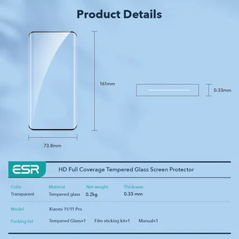 ESR Ekrano apsaugos Xiaomi Mi 11 Pro Grūdintas Stiklas 2vnt Anti Mėlynos Šviesos Stiklas Visiškai Padengti Xiaomi MI 10/9/8 SE Filmas