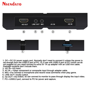 Ezcap263 1080P 60 USB 3.0 HD AV Video Capture Card Drive Free 
