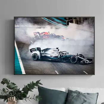 F1 lenktynių transporto priemonės super car meno kūrinį, audinys drobė, tapyba, plakatų ir grafikos sienos meno dekoratyvinės šilko gyvenimo kambario, miegamasis