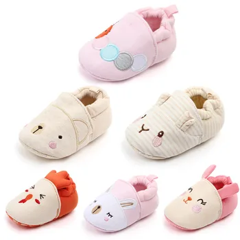 Famous Brand Shoe Newborn Baby Girl Shoes Infant Cartoon Loafers 1 Year Old Soft Sole Slip on Crib Shoes Toddler Boy Slippers